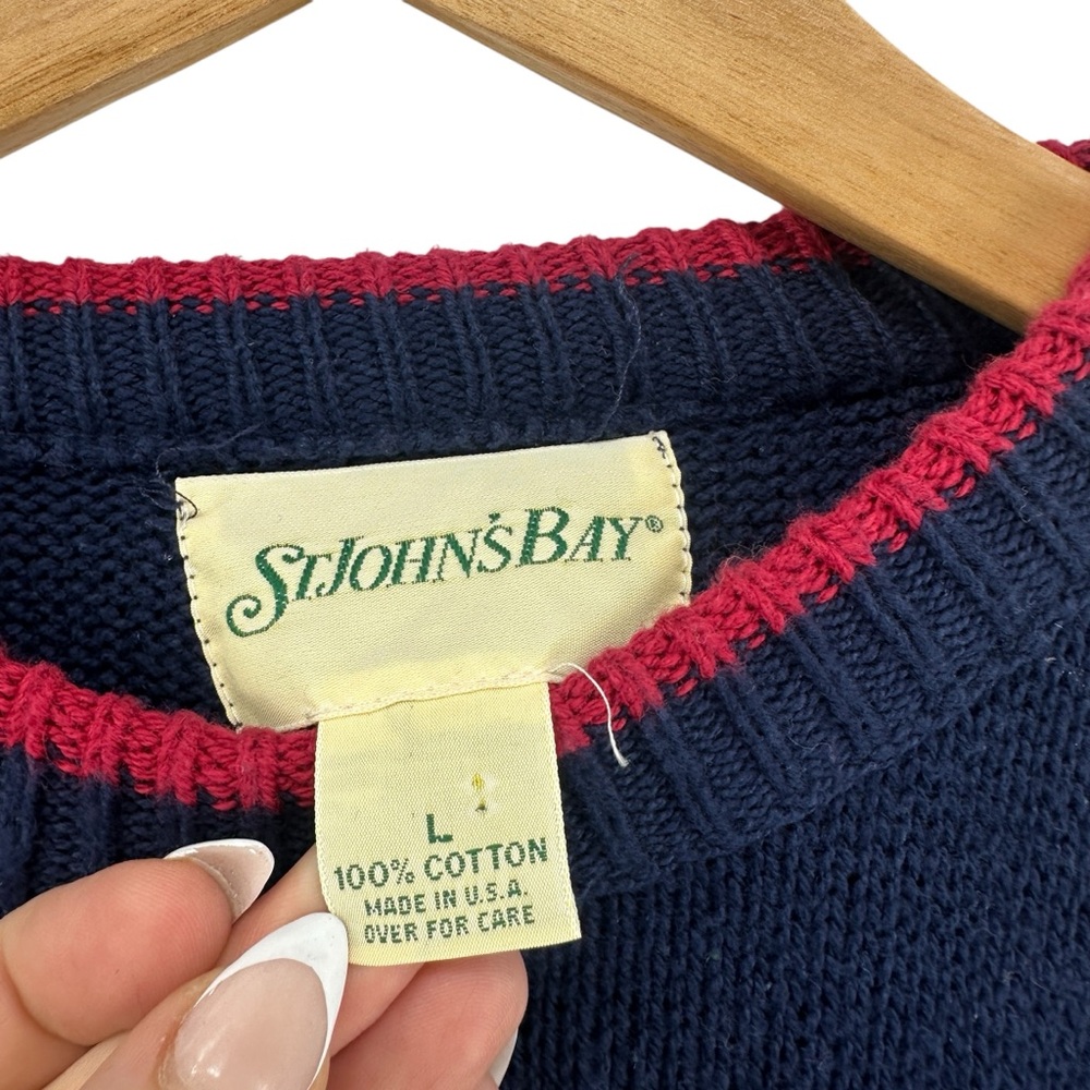 VINTAGE 90s Stars and Stripes St. Johns Bay Knit Sweater Oversized - Picture 9 of 9
